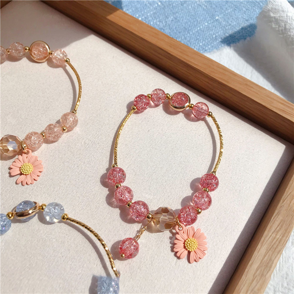 Vòng Tay Đính Hạt Hình Hoa Cúc Xinh Xắn Yêu Cho Nữ