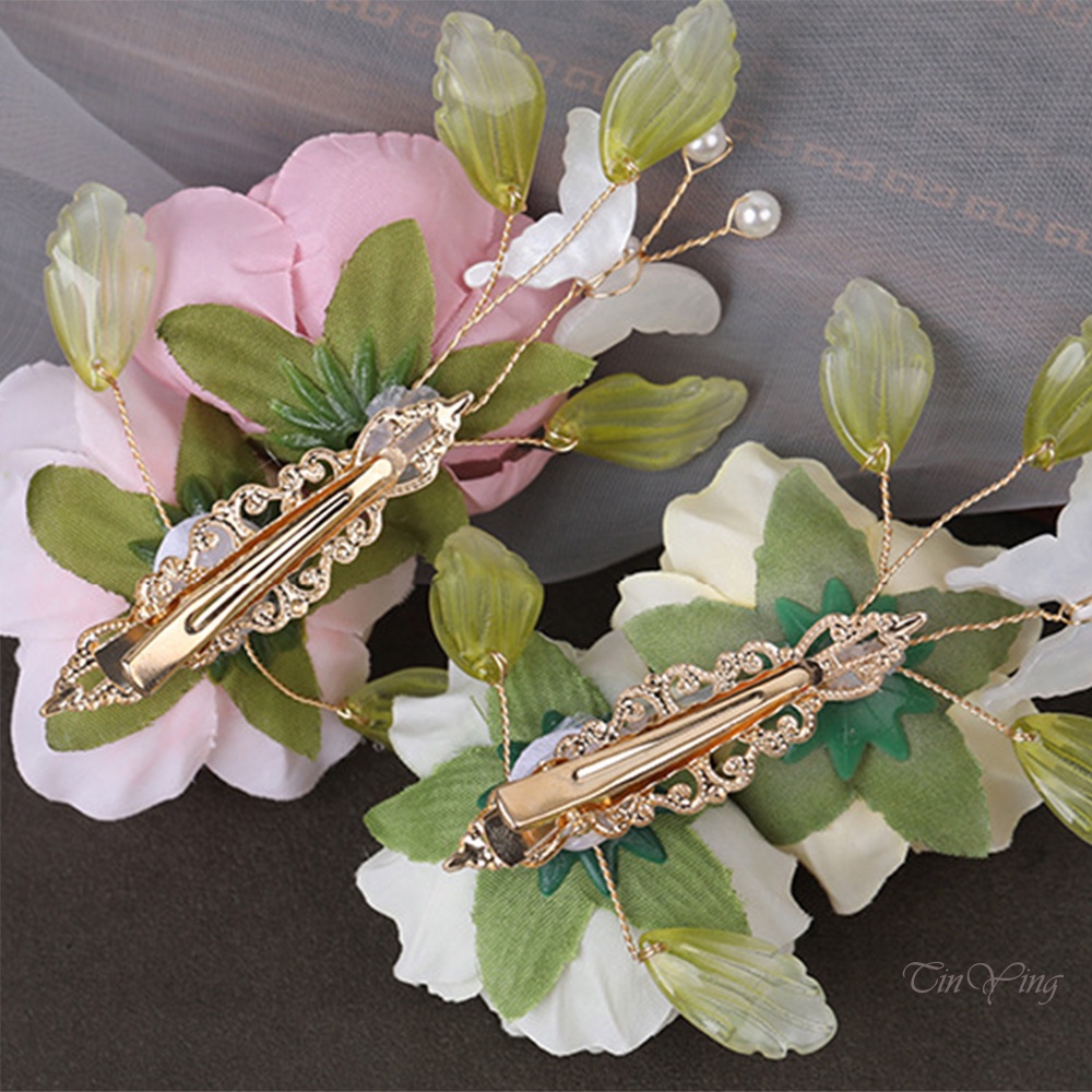Kẹp tóc lụa GETNOIVAS hình hoa phong cách Trung Quốc thời trang cho bé gái