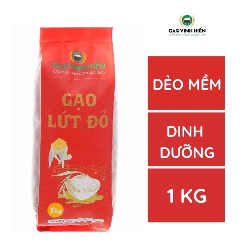 Combo 6 túi Gạo Lứt Đỏ Vinh Hiển 1kg tặng thêm 1 túi Lứt Tím 1kg - Ngọt Cơm, Dinh Dưỡng