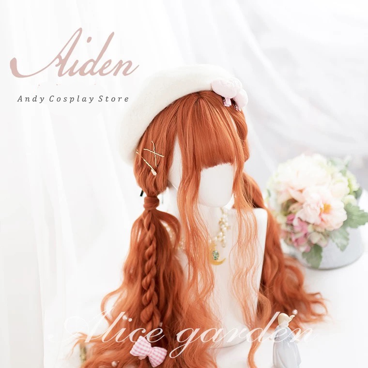 [CÓ SẴN] Wig teen/ tóc giả cam xoăn xù Aiden Alice Garden