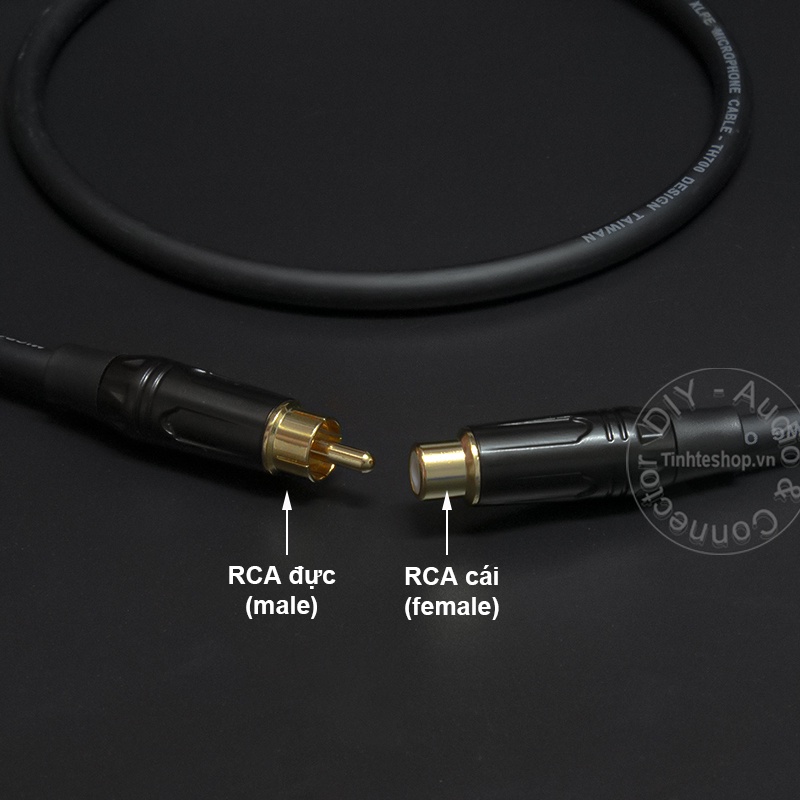 Cáp AV RCA nối dài đầu đực đầu cái DIY OFC 4N gold 24K jack 0.2 đến 3 mét