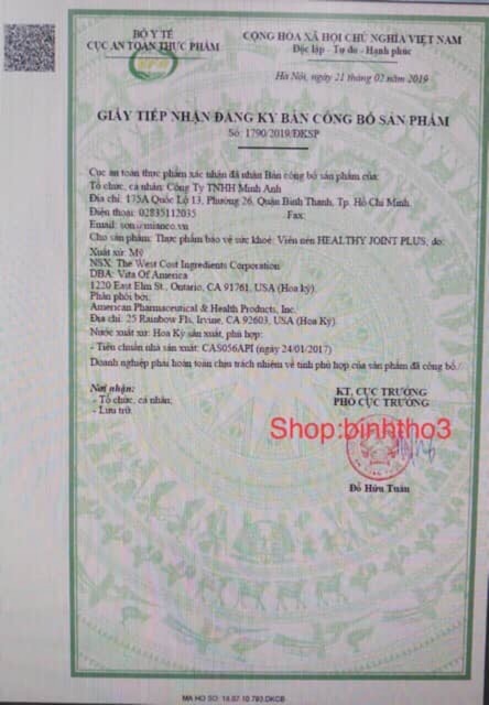 Viên uống hỗ trợ bổ khớp Healthy Join Plus 120 viên (usa mỹ)