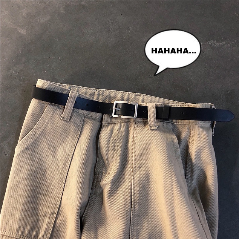 Thắt Lưng Da PU Màu Đen Phong Cách hip hop Cổ Điển Thời Trang Cho Nam Và Nữ