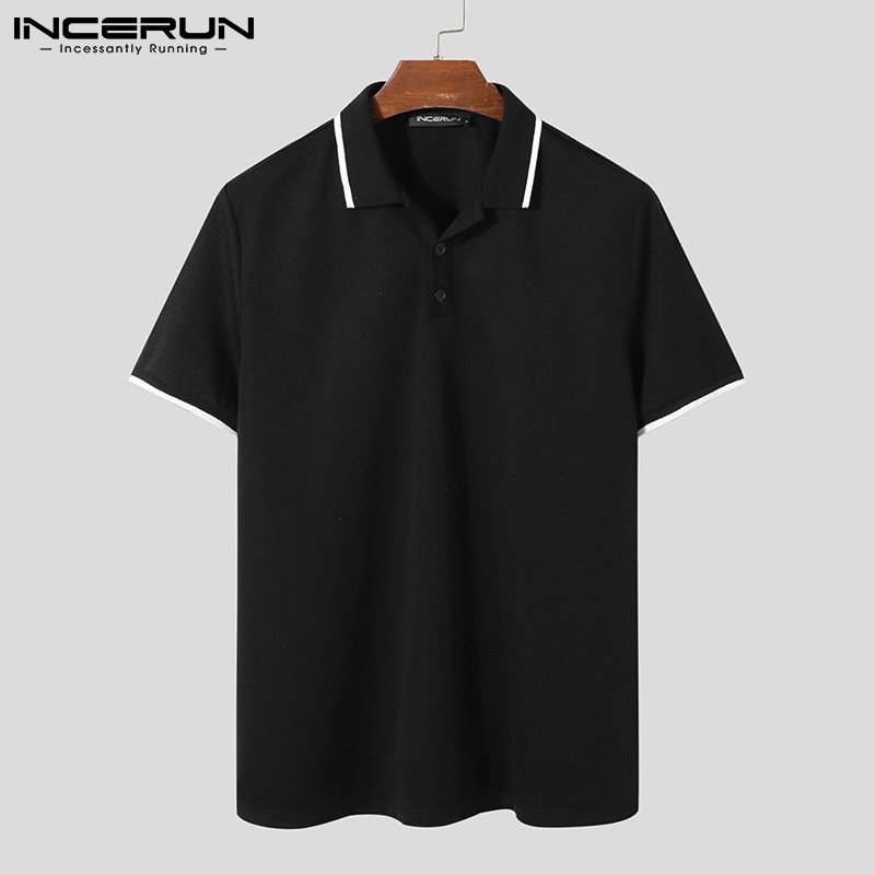 Áo thun polo INCERUN tay ngắn có 3 màu đơn giản thời trang cho nam