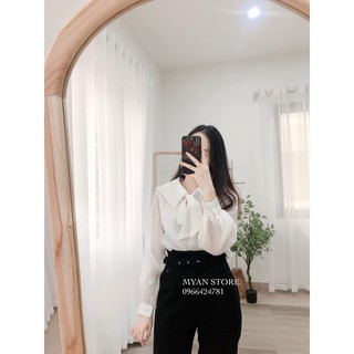 Áo organza cổ buộc nơ