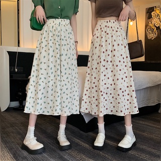 Váy hoa mỏng mùa hè cho nữ tươi lưng cao Slim FitA Váy chữ A thông thường Váy Midi