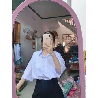 Áo sơ mi trắng Học sinh tay lỡ dành cho cả Nam và Nữ