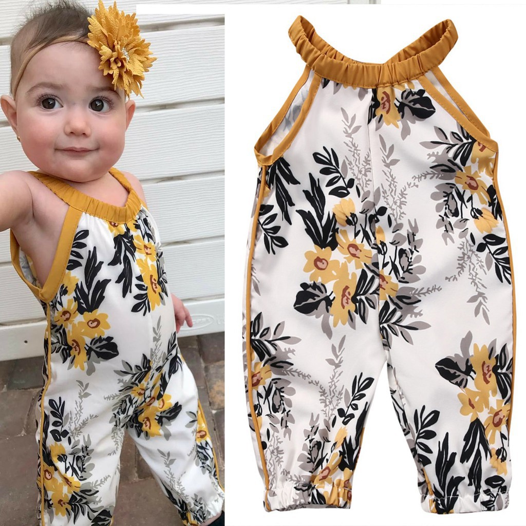 Mikrdoo Jumpsuit Sát Nách Hoạ Tiết Hoa Xinh Xắn Dành Cho Bé Gái