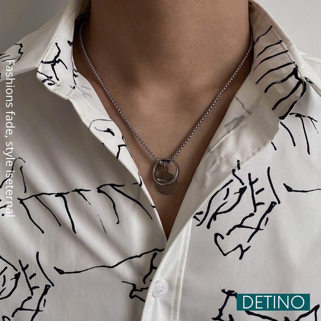 Dây chuyền nhẫn unisex titan nam Wang Yibo phong cách Cuban hiphop DETINO DC09