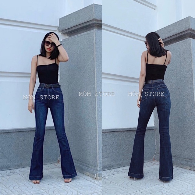 Quần Jean Ống Loe Lưng Cao - Quần Loe Dáng Dài Line Bản To VNXK [ ẢNH THẬT 100%]