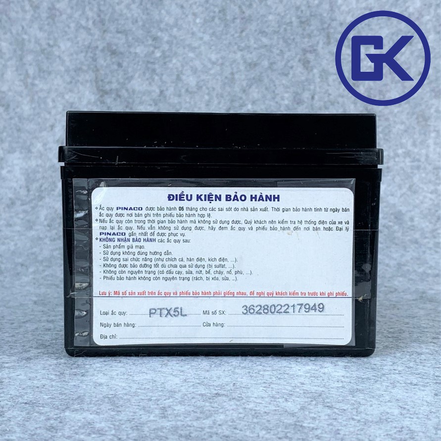 Ắc quy xe máy khô 12V - 3.5Ah lùn Đồng Nai PINACO