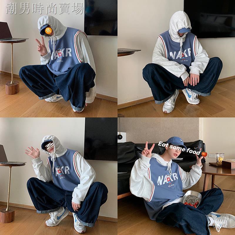 Áo Hoodie Giả Nhiều Lớp Phong Cách Hip Hop Cá Tính Cho Nam