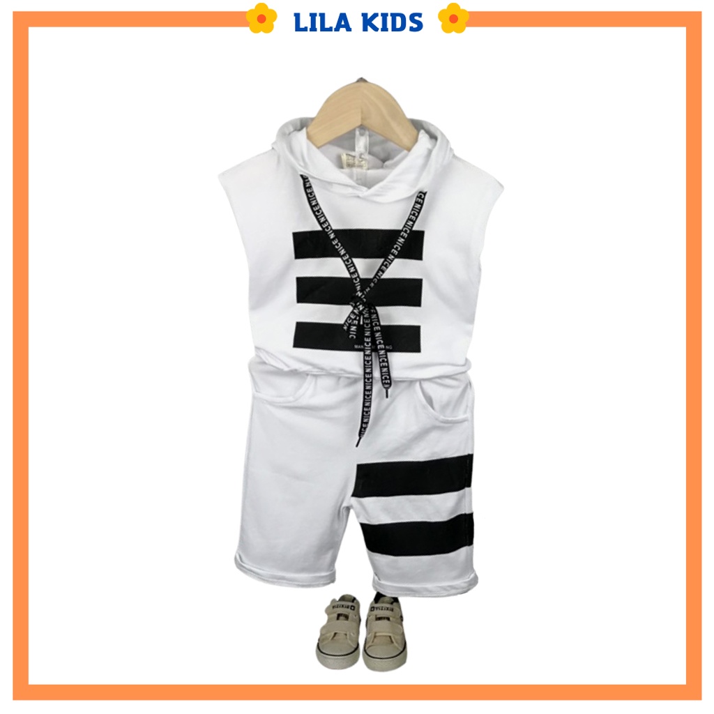 Sét quần áo cho bé trai LiLa Kids, Bộ sát nách cho bé phong cách Hiphop cá tính cho bé từ 1-5 tuổi