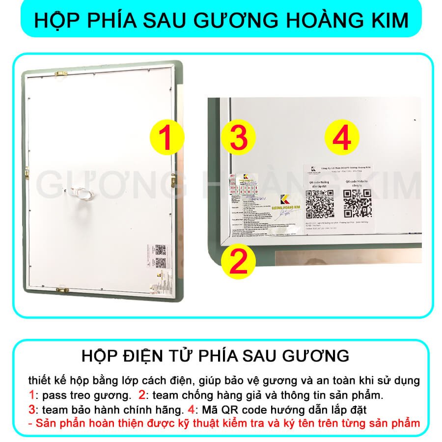 ( giá sỉ ) Gương chữ nhật đèn led cảm ứng 3 chạm cao cấp KT 60x80 HK-3012 guonghoangkim mirror
