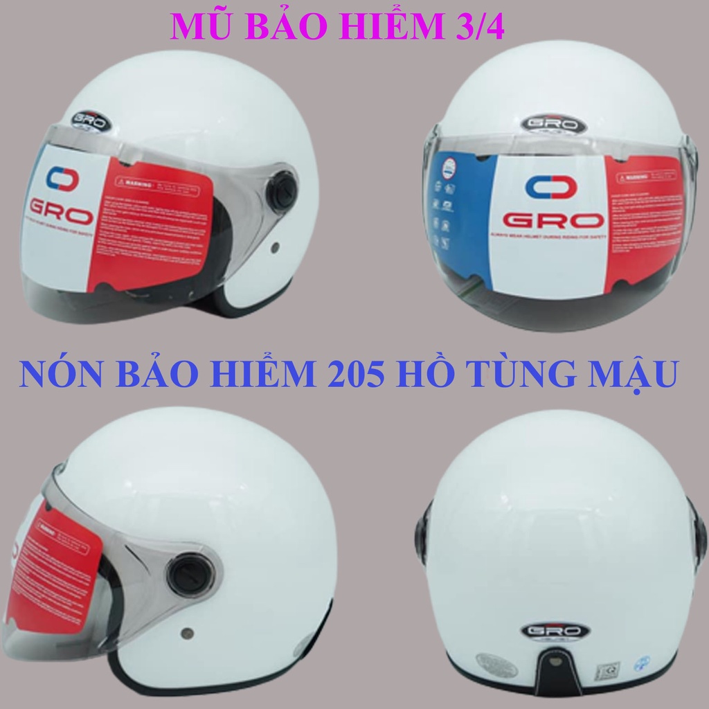 Nón bảo hiểm Nữ che mặt 3/4 Chính Hãng GRO : Thời trang - Trẻ trung - Phong cách - An Toàn