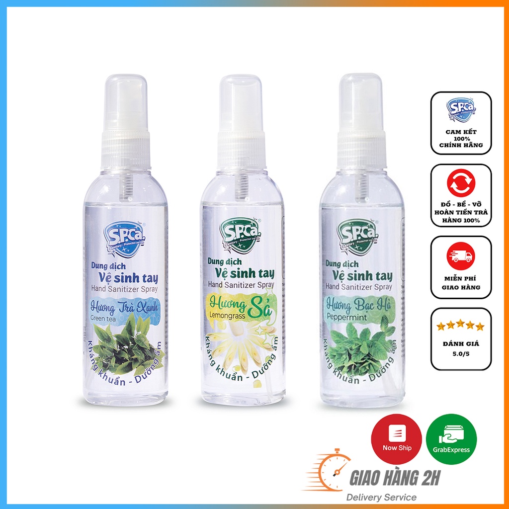 Nước Rửa Tay Khô SPCA 100ml Nước Sát Khuẩn Sạch Khuẩn 99,9%