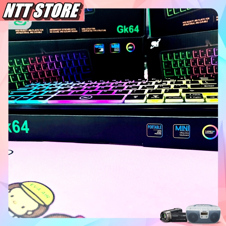 Bàn Phím máy tính Mini Gnet K64 có Dây và Led Jack Cắm Usb - Bảo hành chính hãng 12 tháng - NTT Shop
