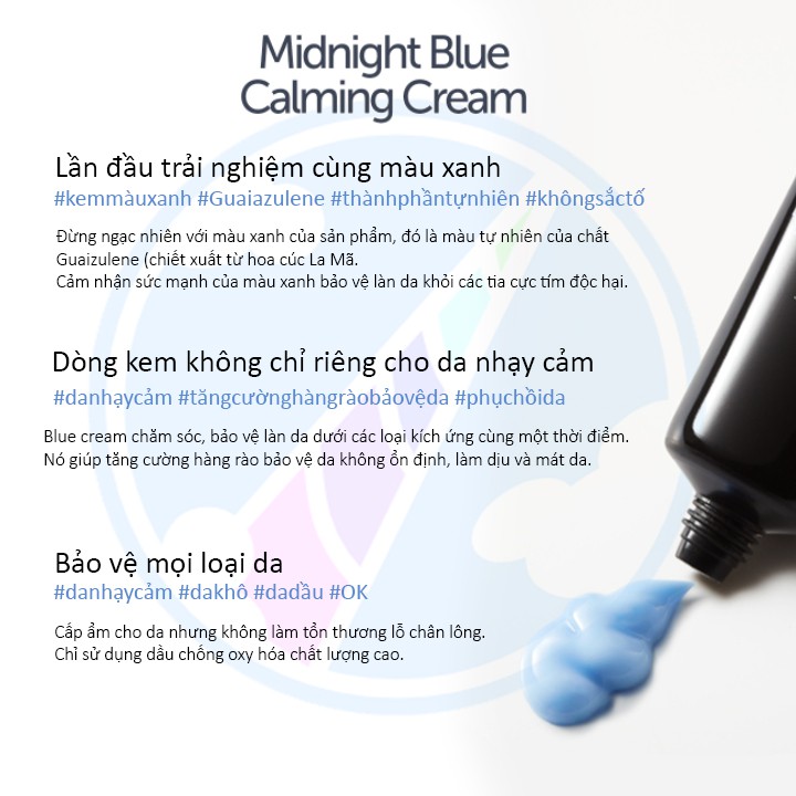 Kem dưỡng đêm phục hồi da Klairs Midnight Blue Calming Cream 60ml