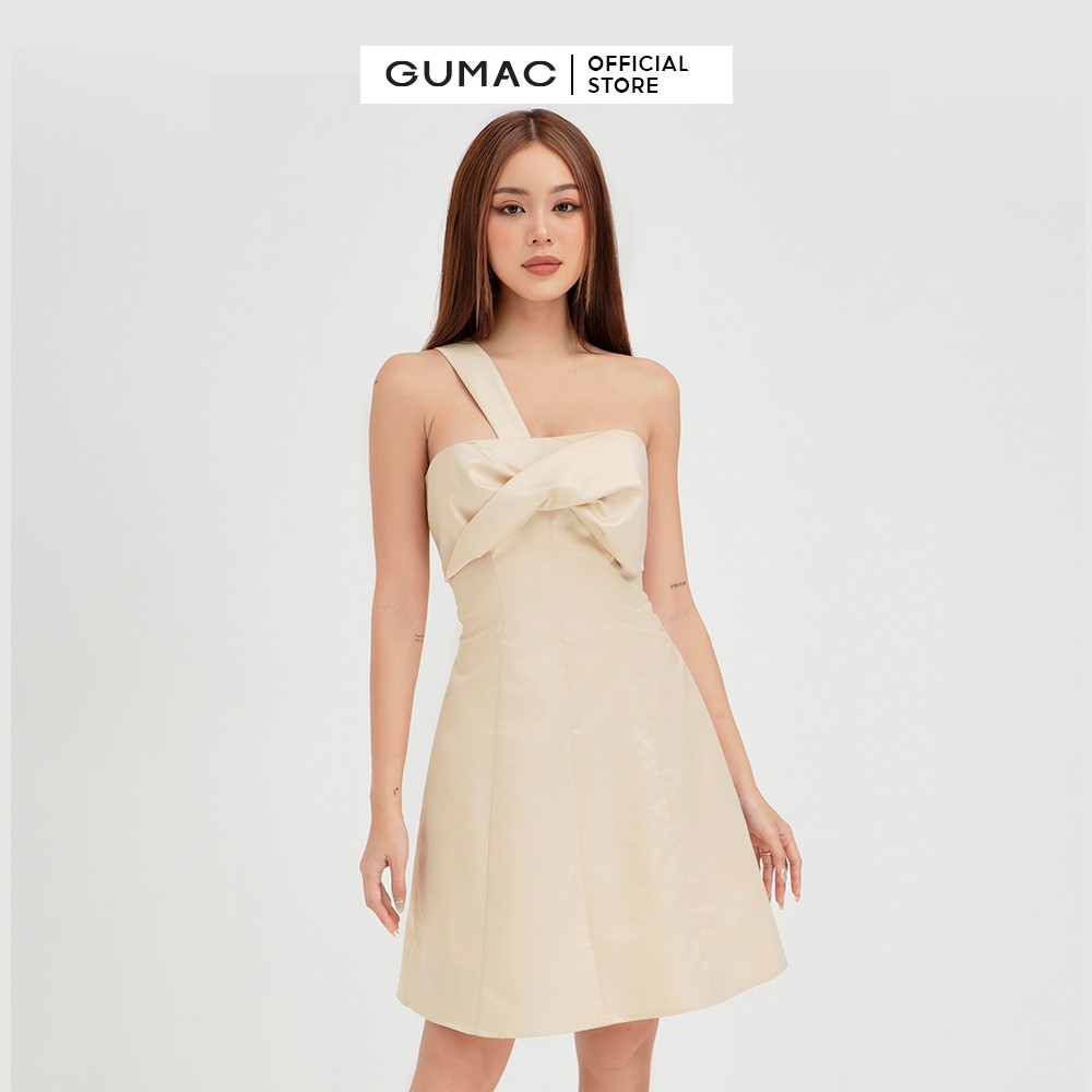 [Mã MABR07062 giảm 8% tối đa 50K đơn từ 249K] Đầm nữ sexy 8 mảnh nơ ngực GUMAC dáng ôm body màu nude cá tính DB484 | BigBuy360 - bigbuy360.vn