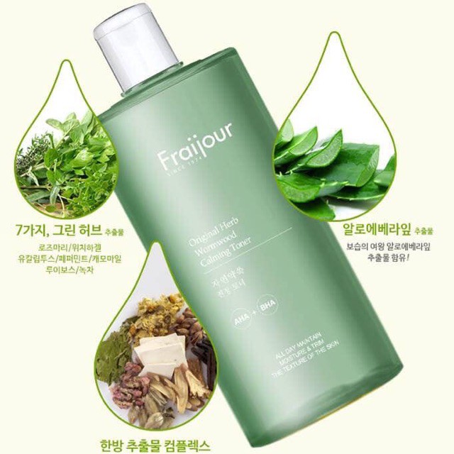 Nước hoa hồng thảo mộc Fraijour Original Herb Wormwood Calming Toner 500ml