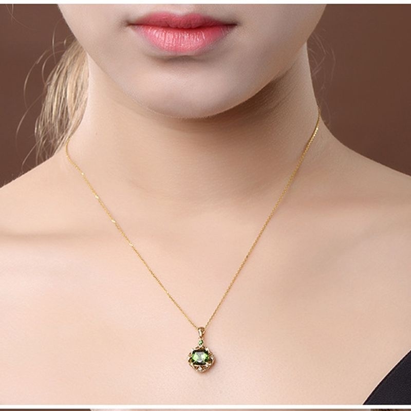 Dây Chuyền Mạ Vàng Mặt Ngọc Lục Bảo Thời Trang
