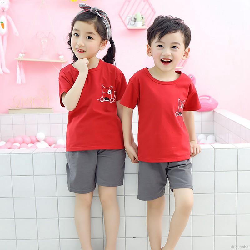 Set Áo Thun Tay Ngắn &amp; Quần Short Cho Bé Trai &amp; Gái Từ 2-10 Tuổi