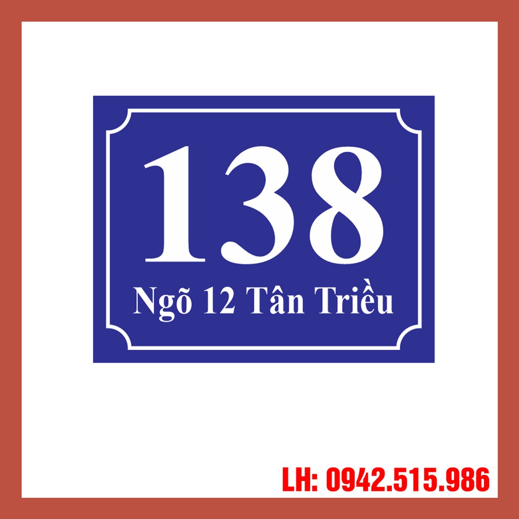 Biển số nhà các kích thước 15x20cm, 18x23cm, 15x15cm