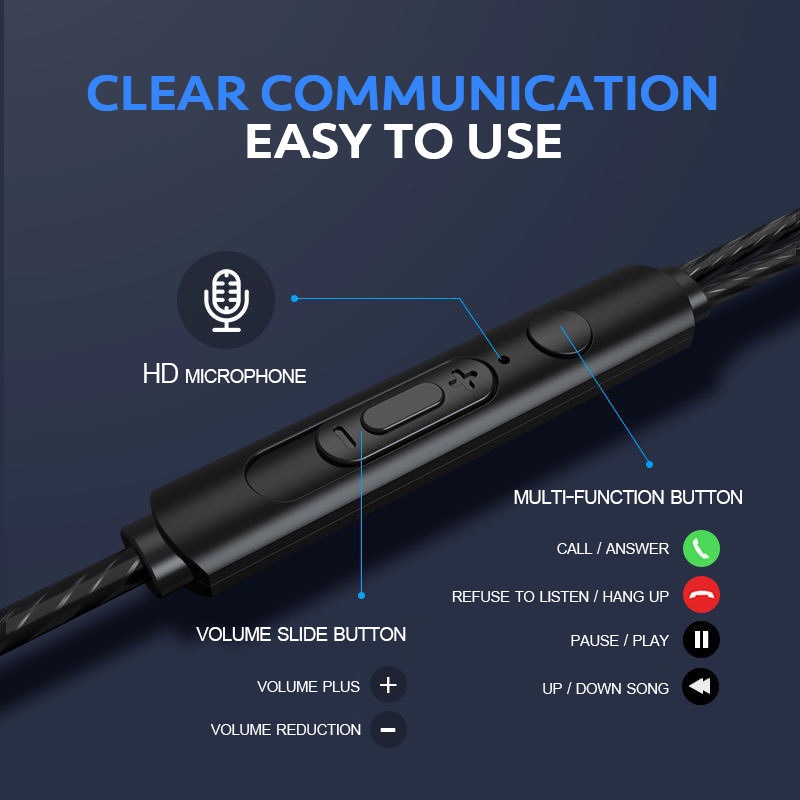 Tai Nghe Nhét Tai Jack 3.5mm Có Micro Âm Thanh Stereo Sống Động Cho Điện Thoại Máy Tính
