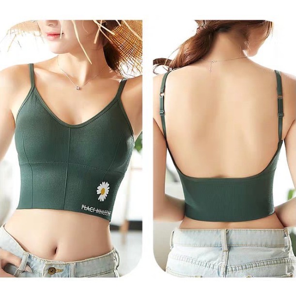 Bra thể thao nữ họa tiết hoa cúc dây nhỏ hở lưng sexy, Áo croptop thể thao đệm mỏng kiểu hàn quốc FSHOPP5