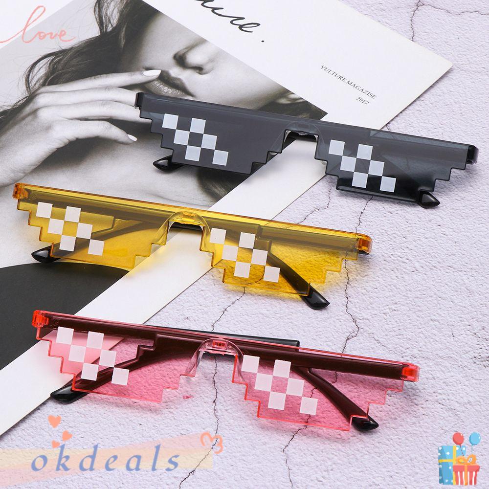 ღOKDEALSღ Retro Pixel Mosaic Sunglasses Men &amp; Women Gamer Robot Sunglasses Thug Life Sunglasses Gift Birthday/Party Fashion Cosplay Favors