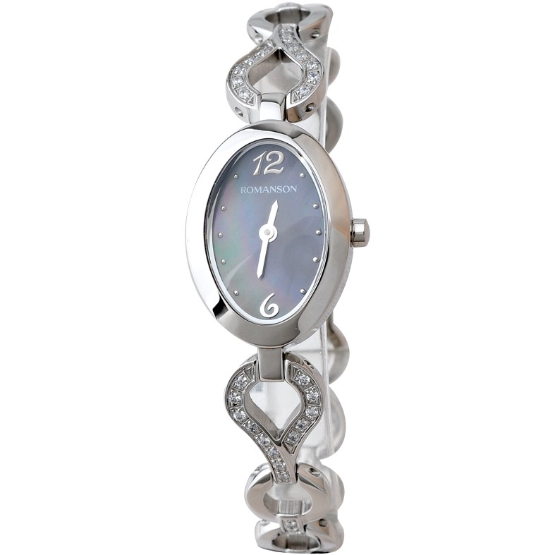 Đồng hồ nữ Romanson Women Watch  RM9239QLWBK mặt nhỏ đính đá máy Thụy Sĩ chống nước dây thép cao cấp chính hãng