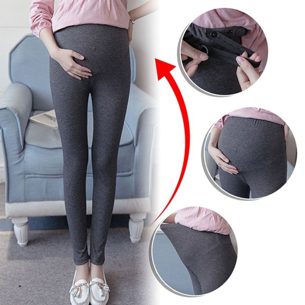 Quần Legging Lưng Cao Ôm Dáng Màu Trơn Thời Trang Cho Mẹ Bầu