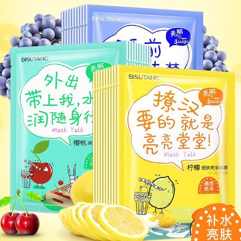 Combo 10 miếng mặt nạ Bisutang Trái Cây Mask Talk