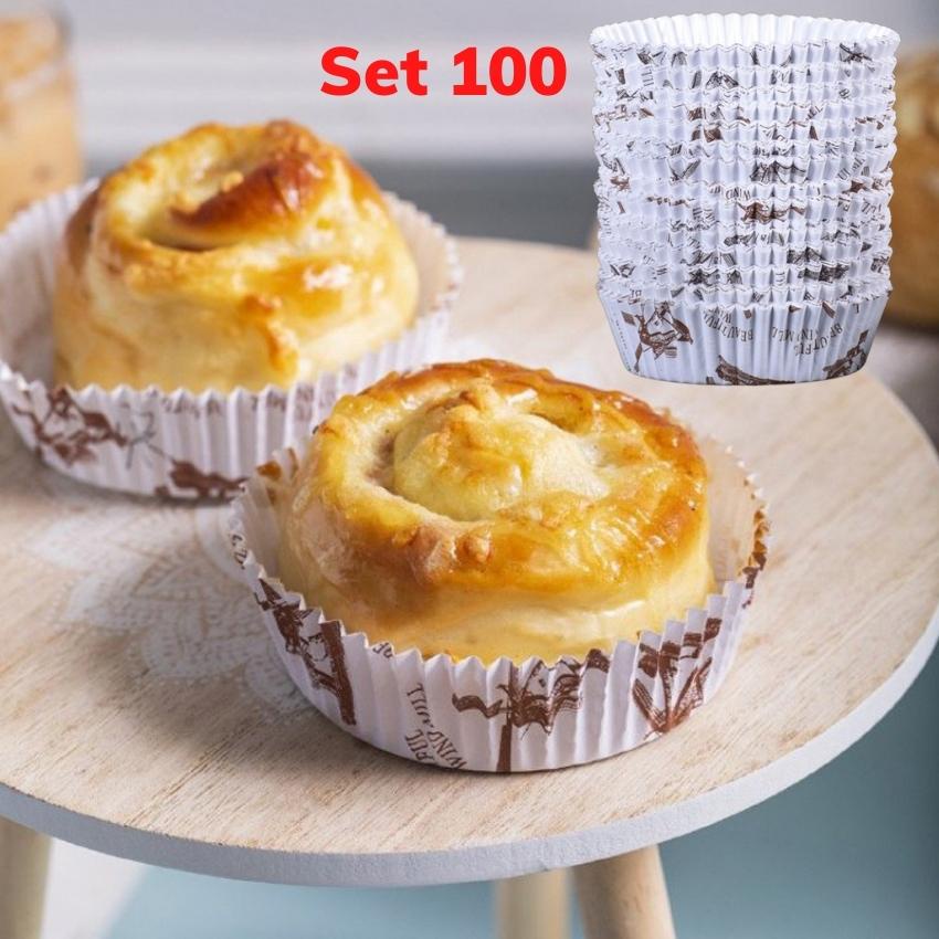 Khuôn Giấy Bánh Cupcake Muffin Mẫu Châu Âu Cối Xay Gió Set 100 Khuôn Đáy Lớn 8cm - CUPGIAY06