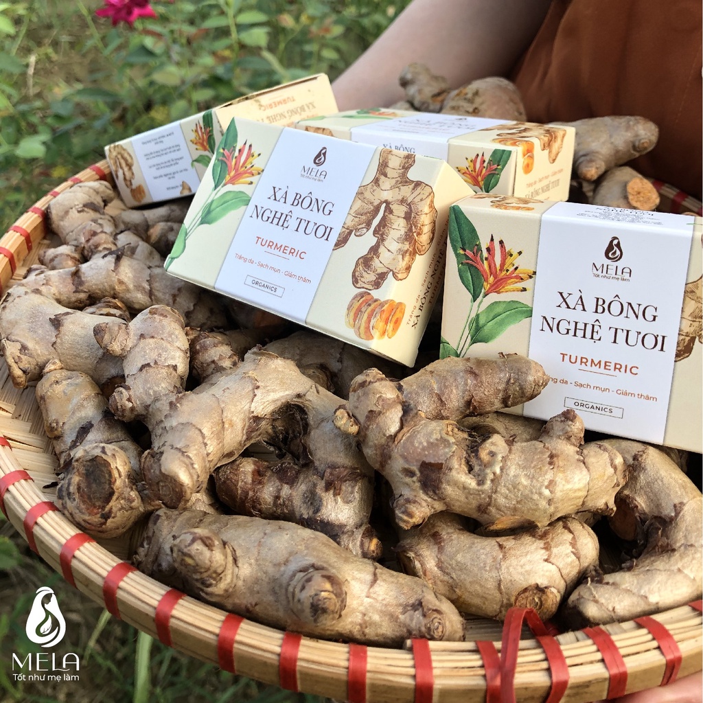 Xà Bông Nghệ Mela Chăm Sóc Da Giúp Da Sáng Khỏe Mờ Thâm, Xà Bông Nghệ Organic 100Gr