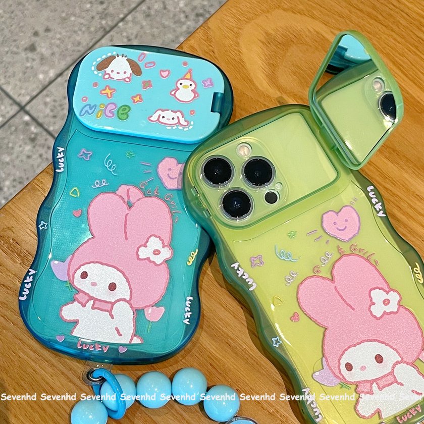 Ốp Điện Thoại Mềm Họa Tiết Melody Gắn Gương Trang Điểm Cho iPhone 14 13 12 11 Pro Max Xs Max Xr X