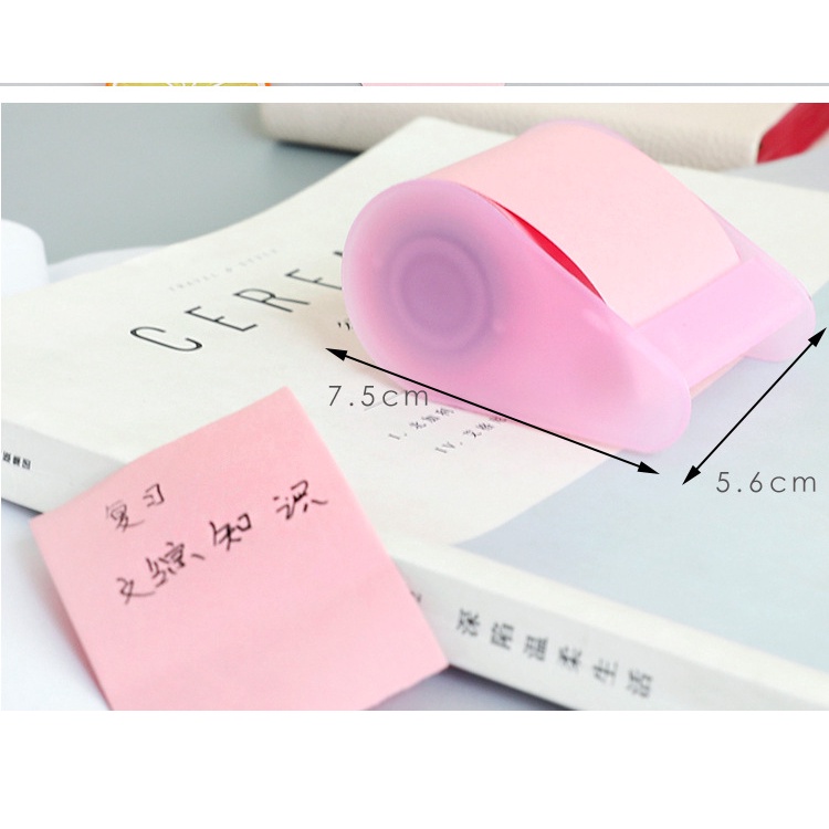 Giấy note cuộn ghi chú có keo dính kèm dao cắt tiện lợi, có thể thay lõi giấy, dài 8m, nhiều màu
