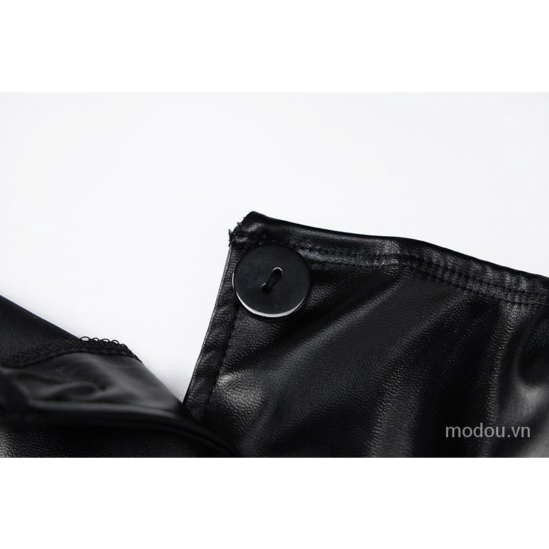 Áo ống hở vai chất liệu da PU Vi70