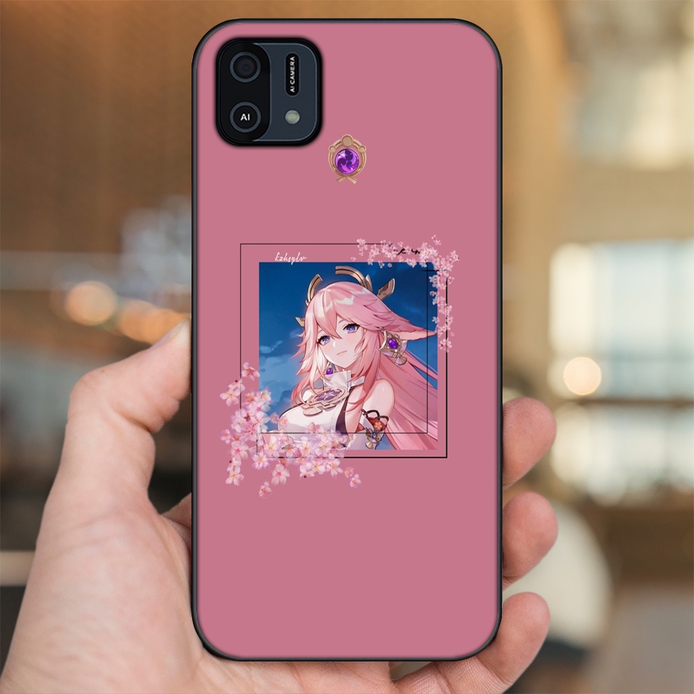 Ốp lưng Oppo A16K viền đen in hình Yae Miko Genshin Impact