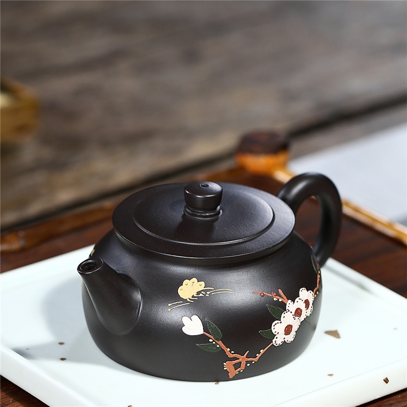 Ấm Tử Sa Nghi Tỉnh Lan Hương Điệp 210 ml (Hắc Nê)