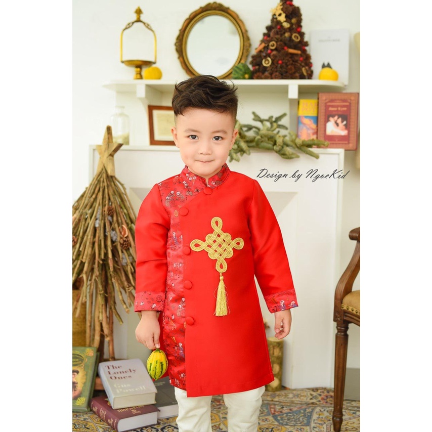[Hàng chất] Áo dài tết bé trai gấm cao cấp khánh siêu sang, siêu đẹp- Xuân Nhâm Dần 2022