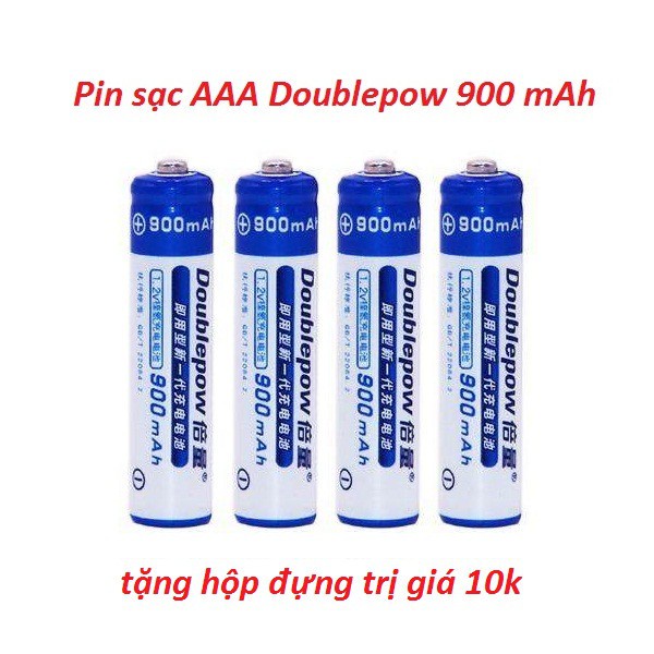 Bộ 4 pin tiểu sạc lại Douplepow công suất thực pin sạc aa pin sạc aaa pin tiểu pin đũa pin sạc