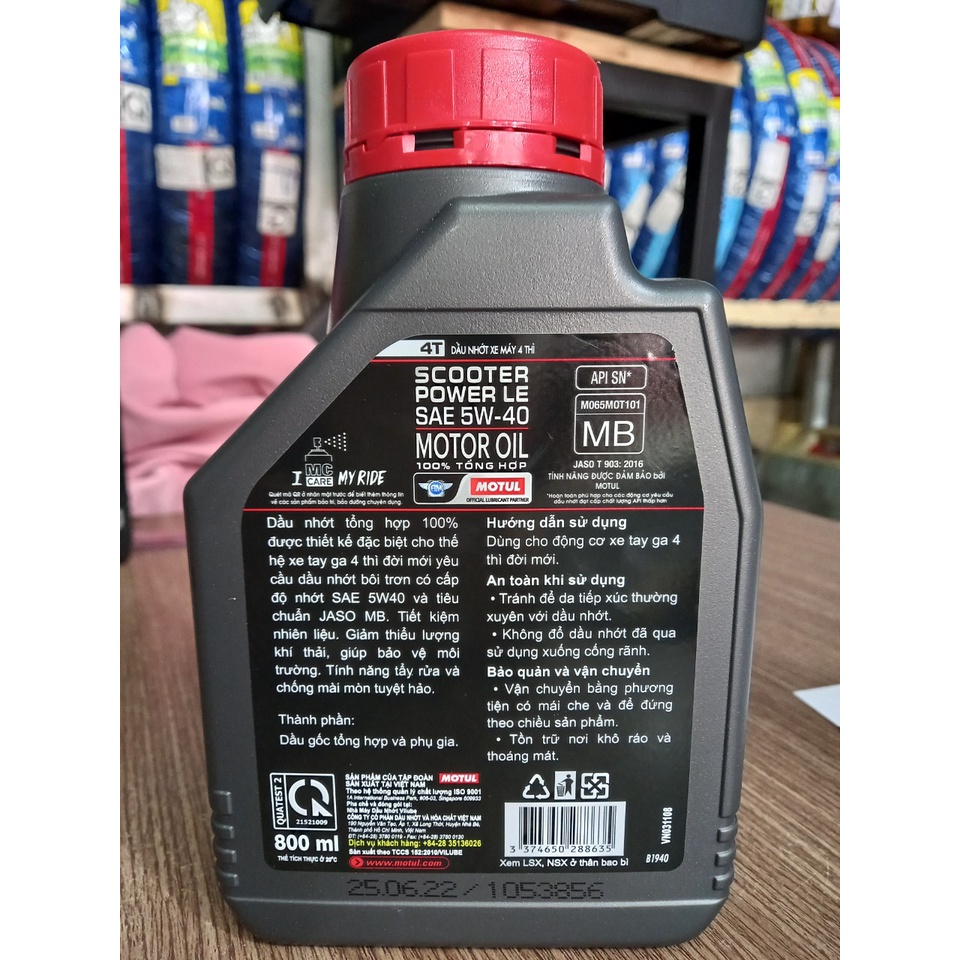 Dầu nhớt Motul Scooter Power LE 5W40 0.8L