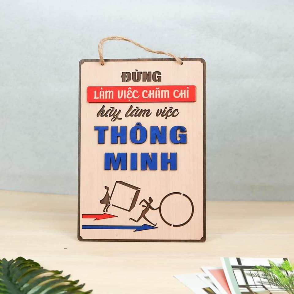 Biển bảng gỗ decor Khẩu Hiệu 3 - bảng gỗ trang trí gia đình - trang trí phòng ngủ-văn phòng làm việc( tặng kèm móc treo)