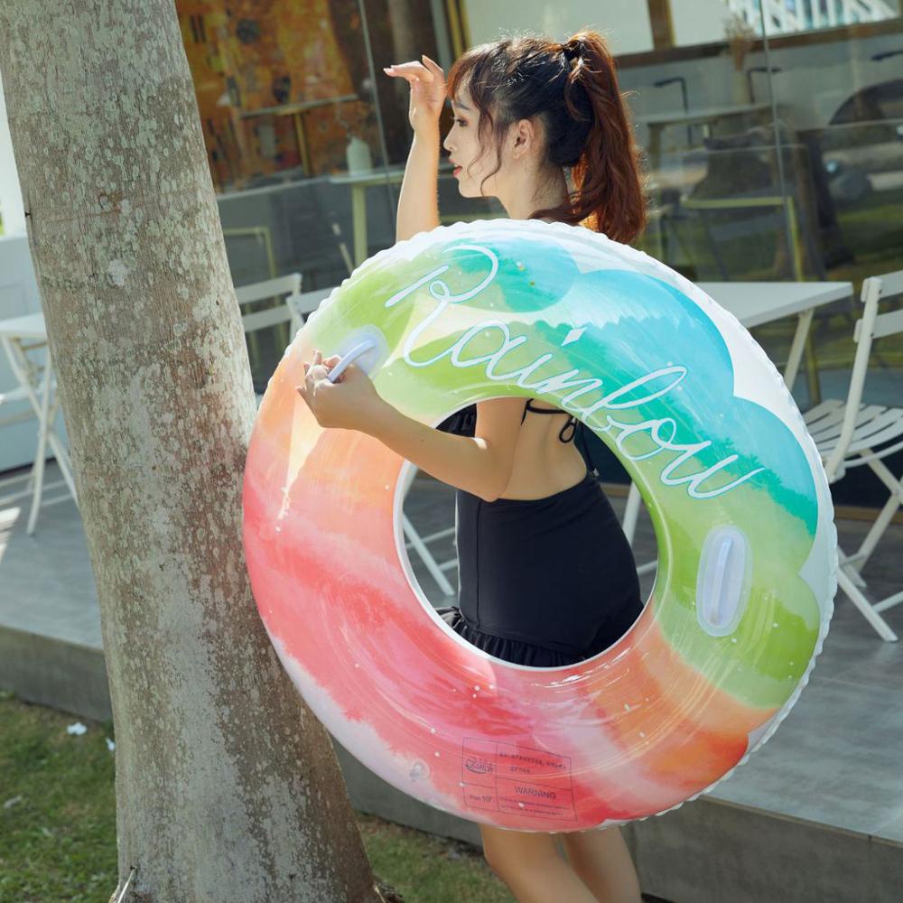 Phao Bơi Tròn PVC Màu Cầu Vồng Độc Đáo Cho Người Lớn Và Trẻ Em