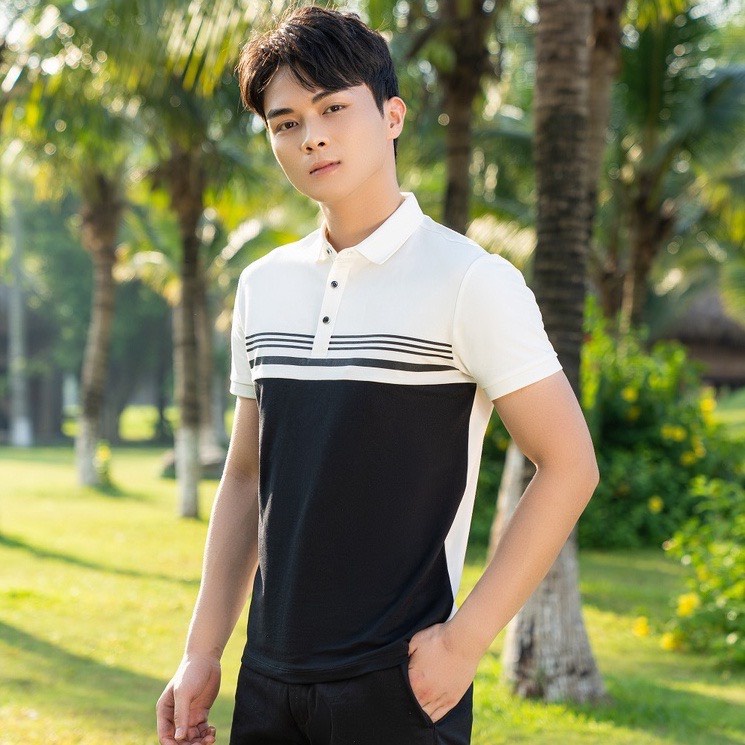 Áo Polo YODY Nam Mắt Chim Phối Màu In Vạch Thoáng Mát Dáng Đẹp APM5071