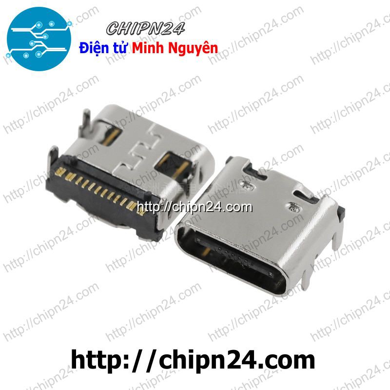 [1 CÁI] Đầu USB Type C V1 16P (USB 3.1 truyền tải HD 16P hàn board có 4 chân cố định 2 chiều)