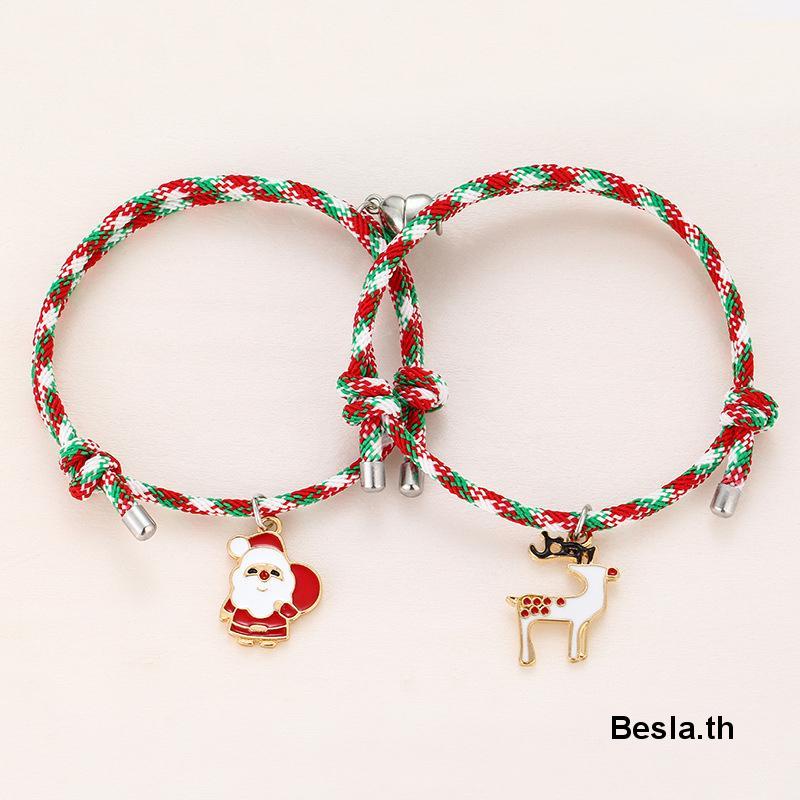 ✨✨Vòng Tay Giáng Sinh Nam Châm Hình Ông Già Noel Trái Tim Cho Bạn Gái