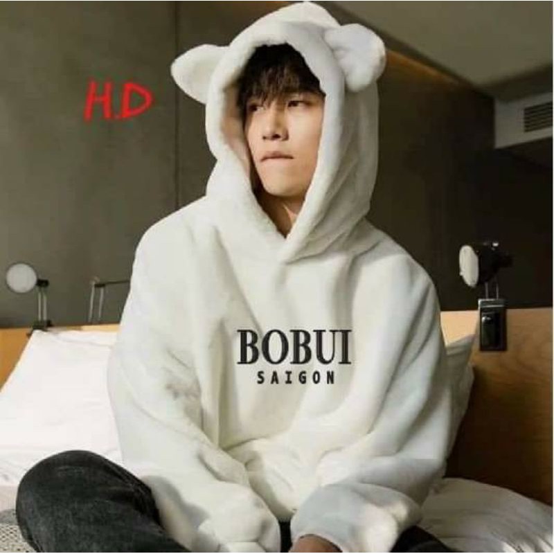 áo hoodie nỉ lông boibui tai gấu nam nữ kèm ảnh thật unisex freesize