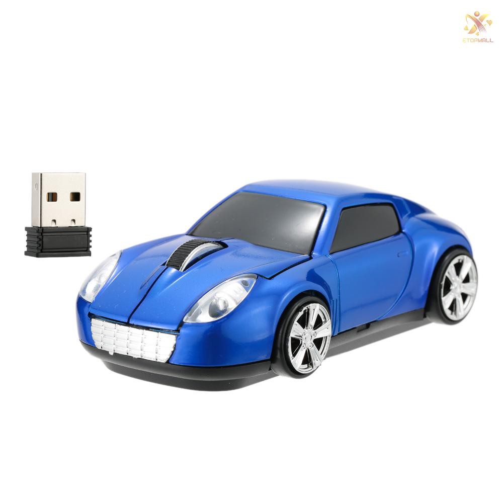 Chuột quang USB 3D 3 nút nhấn 1000 DPI/CPI hình xe ô tô đua không dây 2.4GHz cho PC Laptop
